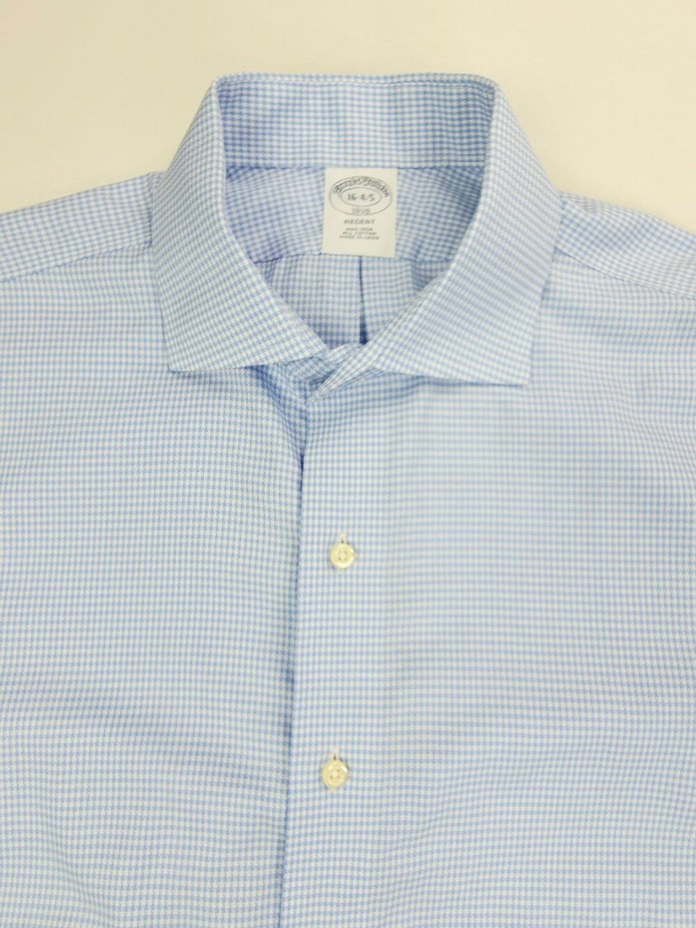 Brooks Brothers Regent Non Iron All Cotton Sz 16-4/5 Mens Blue White Houndstooth